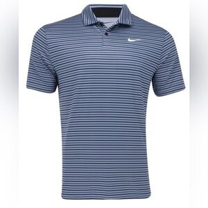 EUC Nike Golf Dri-FIT Tour Stripe Shirt in Ashen Slate/Black/Blue, size M